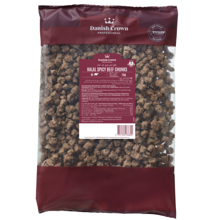 Super Tops Seasoned Spicy Halal Beef Chunks – 1kg Pack