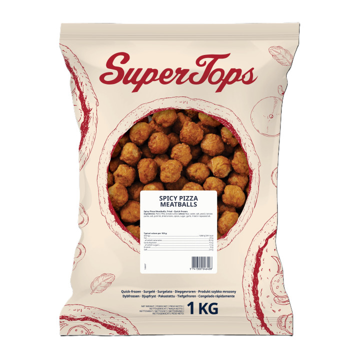 Super Tops 1kg Pack Spicy Pizza Meatballs